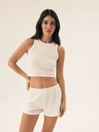 Piżamy damskie - Piżama damska Vaffle 2 Bloovii kremowy M - miniaturka - grafika 1