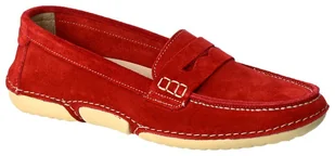 Mokasyny Carinii B6381 503-000-000 Skórzane Czerwone - CARINII - Mokasyny damskie - miniaturka - grafika 1