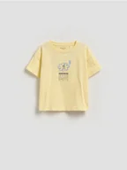 Bluzki dla niemowląt - Reserved - Bawełniany t-shirt z nadrukiem - jasnożółty - miniaturka - grafika 1