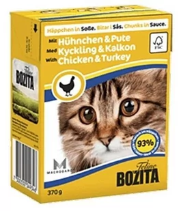 Bozita z Kurczakiem i indykiem - kawałki w sosie Kartonik 370g 3940 - Mokra karma dla kotów - miniaturka - grafika 1