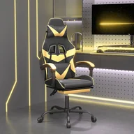 Fotele gamingowe - Lumarko Obrotowy fotel gamingowy z podnóżkiem, czarno-złoty - miniaturka - grafika 1