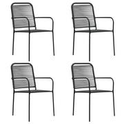 Fotele i krzesła ogrodowe - vidaXL Krzesła ogrodowe, 4 szt., sznurek bawełniany i stal, czarne 312156 - miniaturka - grafika 1