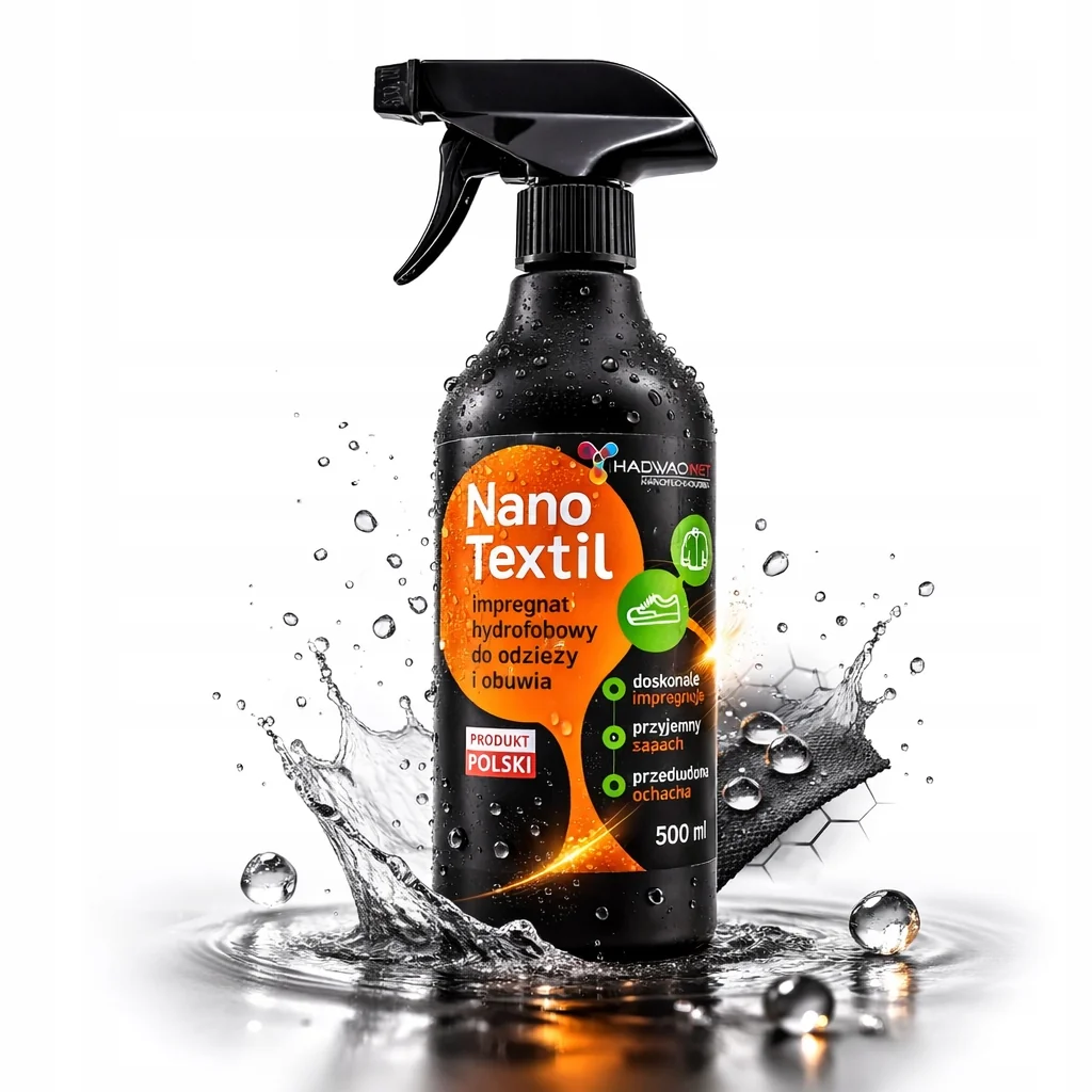 Impregnat hydrofobowy do butów, tapicerek materiałowych Nano Textil, 500 ml zabezpieczenie tkanin przed wilgocią i plamami, bezpieczny dla środowiska