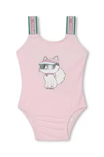Stroje kąpielowe dla dziewczynek - Karl Lagerfeld jednoczęściowy strój kąpielowy niemowlęcy kolor różowy - grafika 1