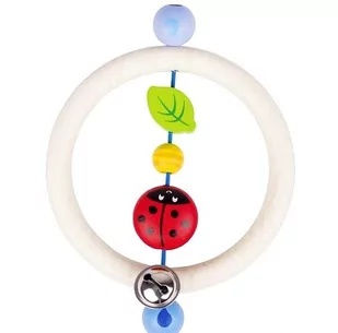 Heimess Grzechotka dla dzieci, Ring z biedroneczką i listkiem, 12,5 cm - Grzechotki dla dzieci - miniaturka - grafika 1