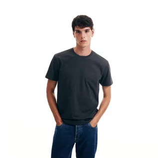 Koszulki męskie - Reserved Bawełniany t-shirt basic - Szary - grafika 1