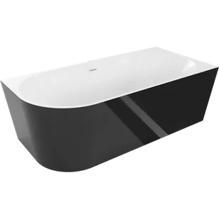 Mexen Mia wanna wolnostojąca narożna prawa 140 x 75 cm, biała/czarna, przelew biały - 52691407575P-20 - Wanny - miniaturka - grafika 1