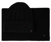 Czapki damskie - Tommy Hilfiger damska czapka zimowa + szalik czarna zestaw - miniaturka - grafika 1