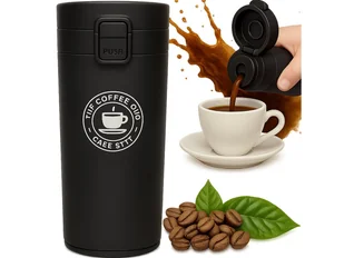Kubek Termiczny Turystyczny Termos 380Ml Bidon Na Kawę Herbatę Ciepło Zimno Czarny - Kubki termiczne - miniaturka - grafika 1