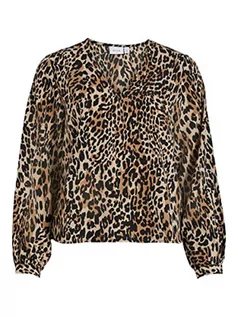 Bluzy damskie - Vila Women's VIYANA V-Neck L/S TOP/BF Bluza, Toasted Coconut/AOP:Cao, 44, Toasted Coconut/Aop: cao, 44 - grafika 1