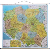 Atlasy i mapy - Polska mapa ścienna administracyjno-drogowa z tablicami rejestracyjnymi 1:500 000 EkoGraf - miniaturka - grafika 1
