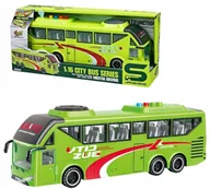 Samochody i pojazdy dla dzieci - Autobus Miejski Trolejbus z Napędem Otwierane Drzwi Dźwięk Światła Zielony - miniaturka - grafika 1
