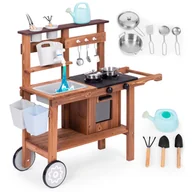 Zabawki AGD - Kuchnia błotna outdoor dla dzieci z akcesroiami drewno jodłowe ECOTOYS - miniaturka - grafika 1