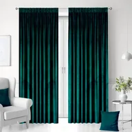 Zasłony - Zasłony gotowe na taśmie welurowe 140x250 SZMARAGDOWY - miniaturka - grafika 1