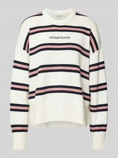 Sweter z dzianiny o kroju oversized z wyhaftowanym logo - Swetry damskie - miniaturka - grafika 1