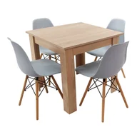 Stoły z krzesłami - Zestaw stół Modern 80 Sonoma i 4 krzesła Milano szare - miniaturka - grafika 1