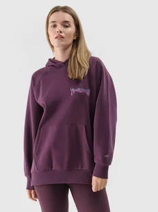 Damska bluza dresowa nierozpinana z kapturem 4F 4FWAW24TSWSF1338 - fioletowa - Bluzy sportowe damskie - miniaturka - grafika 1