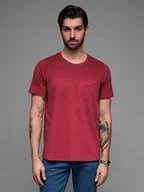 Koszulki męskie - T-shirt LOOSE FIT męski z kieszonką - czerwony V3 OM-TSCT-0171 rozmiar M - miniaturka - grafika 1