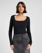 Koszulki i topy damskie - DAMSKA KOSZULKA LEE LS SQUARE NECK BLACK 112370951 - Lee - miniaturka - grafika 1