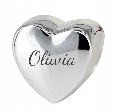 Charms Srebrny Serce z Imieniem Grawerem Imię Oliwia SREBRO 925 + GRAWER