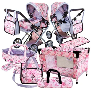 Wózek dla lalki zestaw 3w1 Gondola Głęboki Spacerówka dla lalek z akcesoriami ŁÓŻECZKO TORBA NOSIDŁO POŚCIEL Doris - Akcesoria dla lalek - miniaturka - grafika 1