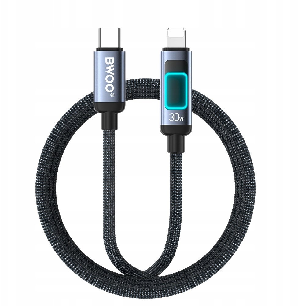 BWOO kabel pleciony z podświetleniem PD 27W X324CL USB-C - Lightning