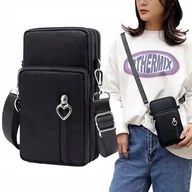 Torebki damskie - MINI TOREBKA NA RAMI�� TELEFON PORTFEL KOPERT��WKA CZARNA - miniaturka - grafika 1