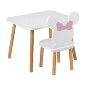 Zestawy mebli dla dzieci - stolik i krzesełko dla dzieci Miki z kokardą, 50 x 60 x 47cm zestaw mebli - miniaturka - grafika 1