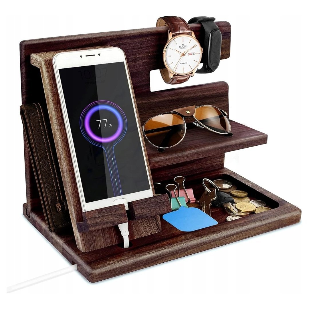 DREWNIANY STOJAK NA AKCESORIA ORGANIZER TACA WYSTAWOWA - PIĘKNY PREZENT