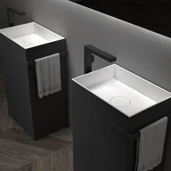 Postumenty i półpostumenty do umywalek - Bernstein Umywalka stojąca TWZ312 odlew mineralny - czarny mat - wieszak na ręcznik - miniaturka - grafika 1