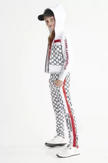 Bluzy damskie - Karl Lagerfeld bluza dziecięca kolor biały z kapturem wzorzysta - grafika 1
