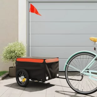 vidaXL Przyczepka rowerowa, czarno-pomarańczowa, 30 kg, żelazo - Przyczepki rowerowe - miniaturka - grafika 1