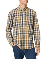 Koszule męskie - camel active Męska koszula z długim rękawem w kratkę, złoto, S - miniaturka - grafika 1