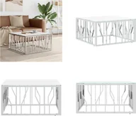 Ławy i stoliki kawowe - vidaXL Stolik kawowy srebrny 80x80x40 cm stal nierdzewna i szkło - Stolik kawowy - Stoliki kawowe - Stolik boczny - Stolik sofowy - miniaturka - grafika 1