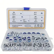 Śruby i nakrętki - 188 sztuk samoblokujących nakrętek zabezpieczających ze stali węglowej, 7 rozmiarów nakrętek zabezpieczających z nylonu, do śrub i wkrętów M3, M4, M5, - miniaturka - grafika 1