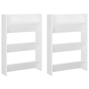 vidaXL Półki ścienne na buty, 2 szt., białe, 60x18x90 cm, płyta - Szafki na buty - miniaturka - grafika 1
