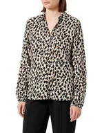 Bluzki damskie - EDITION Bluzka damska, Ecru/biały/czarny nadruk, 46 - miniaturka - grafika 1