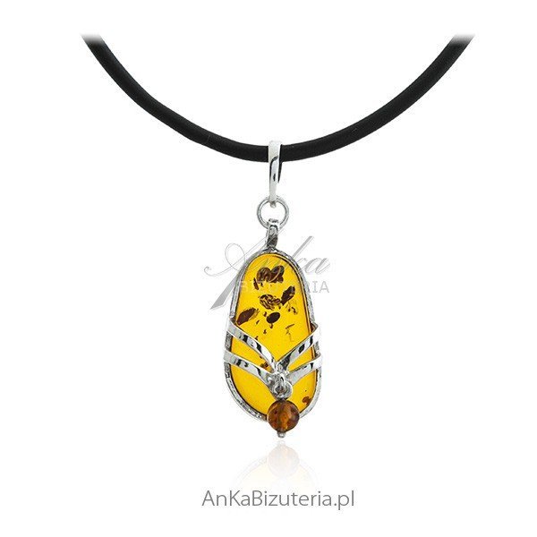 ankabizuteria.pl Piękna zawieszka srebrna z bursztynem SREBRNY KLAPE