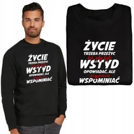 Bluzy męskie - BLUZA Z NADRUKIEM GRAFIKA RÓŻNE WZORY CZARNA L - miniaturka - grafika 1