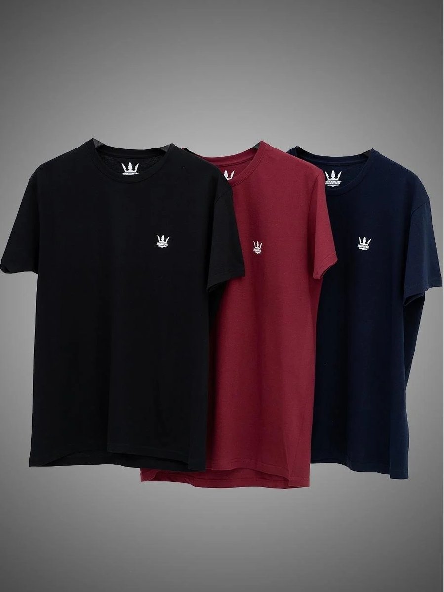 T-SHIRT Zestaw 3 SZT KOSZULKI MĘSKIE BAWEŁNIANE Jigga MINI KORONA KOLORY L