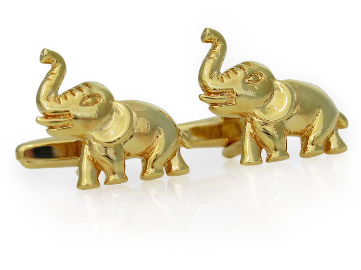 Złote spinki do mankietów - słonie A286