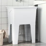 Umywalki - vidaXL Wanienka do prania, biała, 59x41x75 cm, żywica syntetyczna - miniaturka - grafika 1