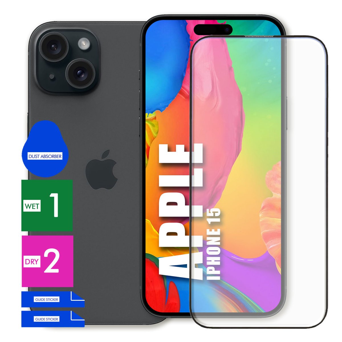 SZKŁO OCHRONNE DO APPLE IPHONE 15 HARTOWANE 9H PEŁNE CAŁY EKRAN 5D JAKOŚĆ