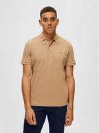 Koszulki męskie - Selected Homme Polo 16087839 Beżowy Regular Fit - miniaturka - grafika 1