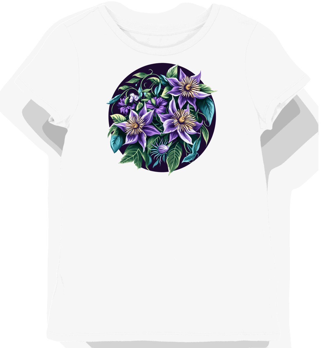 Koszulka damska biała z motywem egzotycznych kwiatości XXL