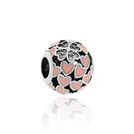 Wisiorki - Srebrna zawieszka/charms do bransoletki serduszka i koniczynka pr. 925 - miniaturka - grafika 1