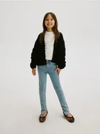 Spodnie i spodenki dla dziewczynek - Reserved - Jeansy slim high waist - niebieski - miniaturka - grafika 1