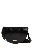 Torebki damskie - Czarna mała listonoszka półksiężyc krokodyl - miniaturka - grafika 1