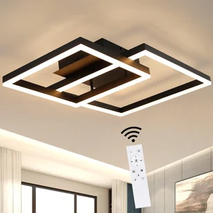 ZMH lampa sufitowa LED do salonu - ściemnialna czarna lampa do salonu nowoczesny design z pilotem wykonana z metalu oświetlenie sufitowe do kuchni - Lampy sufitowe - miniaturka - grafika 1