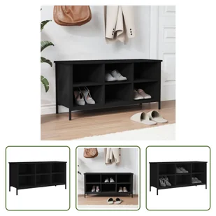 The Living Store Stojak na buty czarny 100x35x50 cm materiał drewnopochodny - Szafki na buty - miniaturka - grafika 1